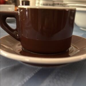 Brown Ceramic Cup and Saucer Set